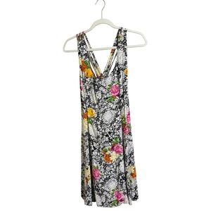 Vintage 90s Steppin Out Strappy‎ Floral Mini Dress Small